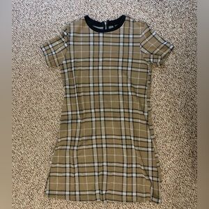 Tan plaid mini dress